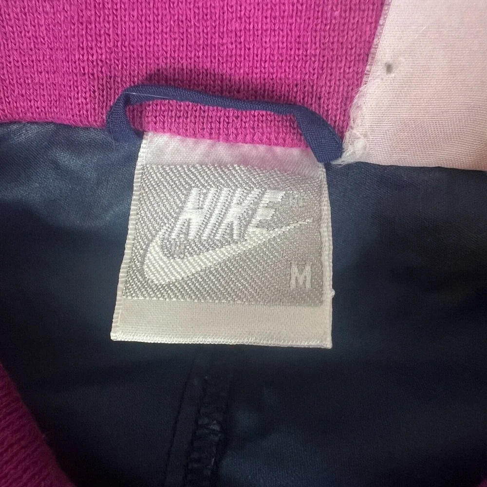Vintage 90s Nike Windbreaker Jacket Running Blue Fuscia Block Pattern‎ Mens M
